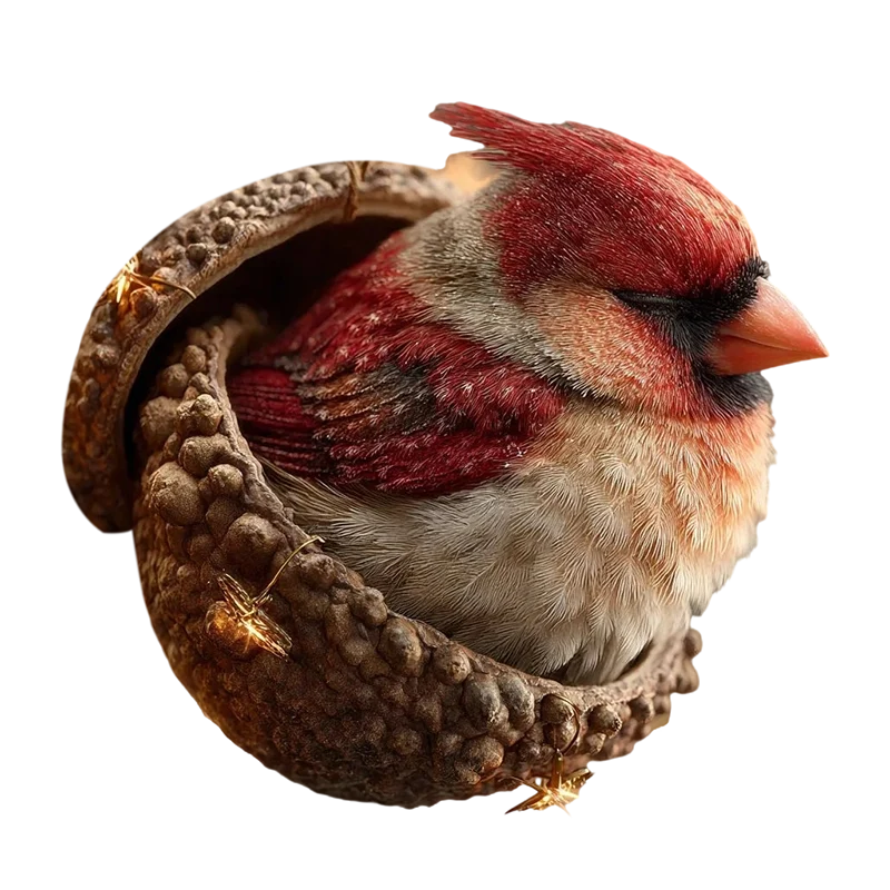 Acorn Animal Figurines Cute Sleeping Bunny Bird Decor - Image 2