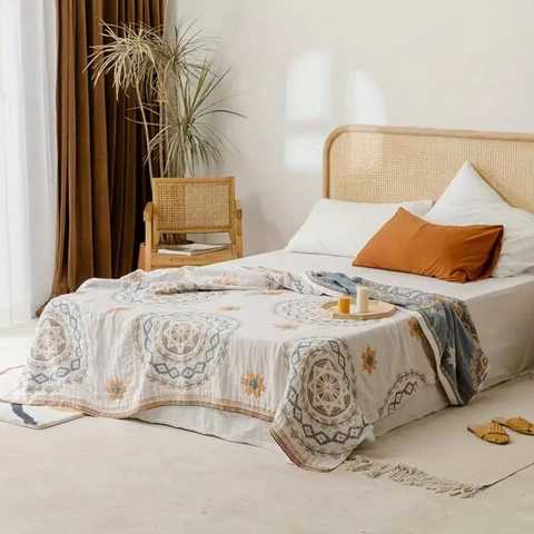 Cotton Throw Blanket Serene Mandala Design Cozy Living - Image 9