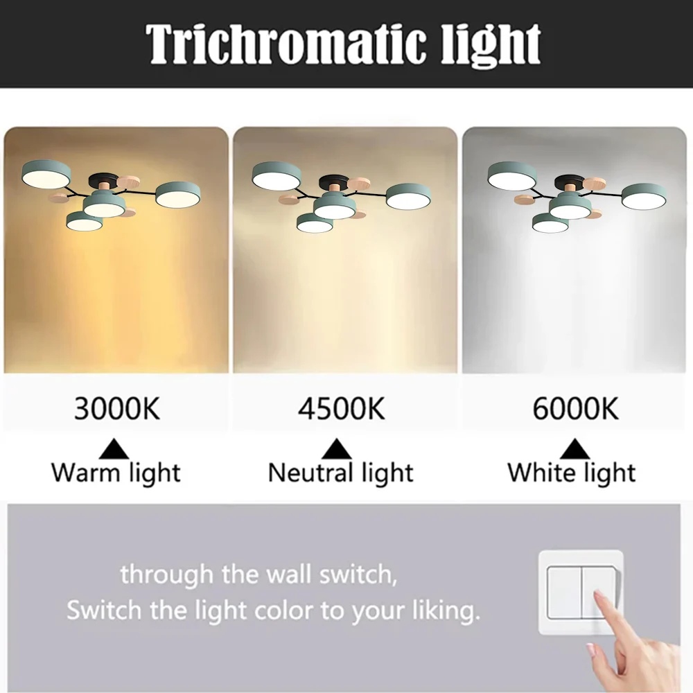Modern LED Ceiling Wood Accents Living Room Decor - Image 54